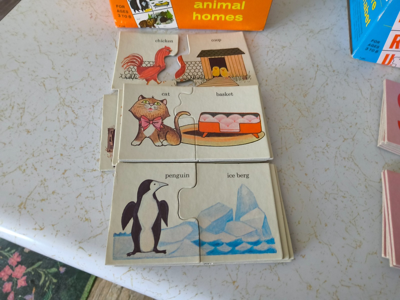 1964 Playskool Puzzle Match-Ups COUNT, ANIMAL HOMES, ALPHABET