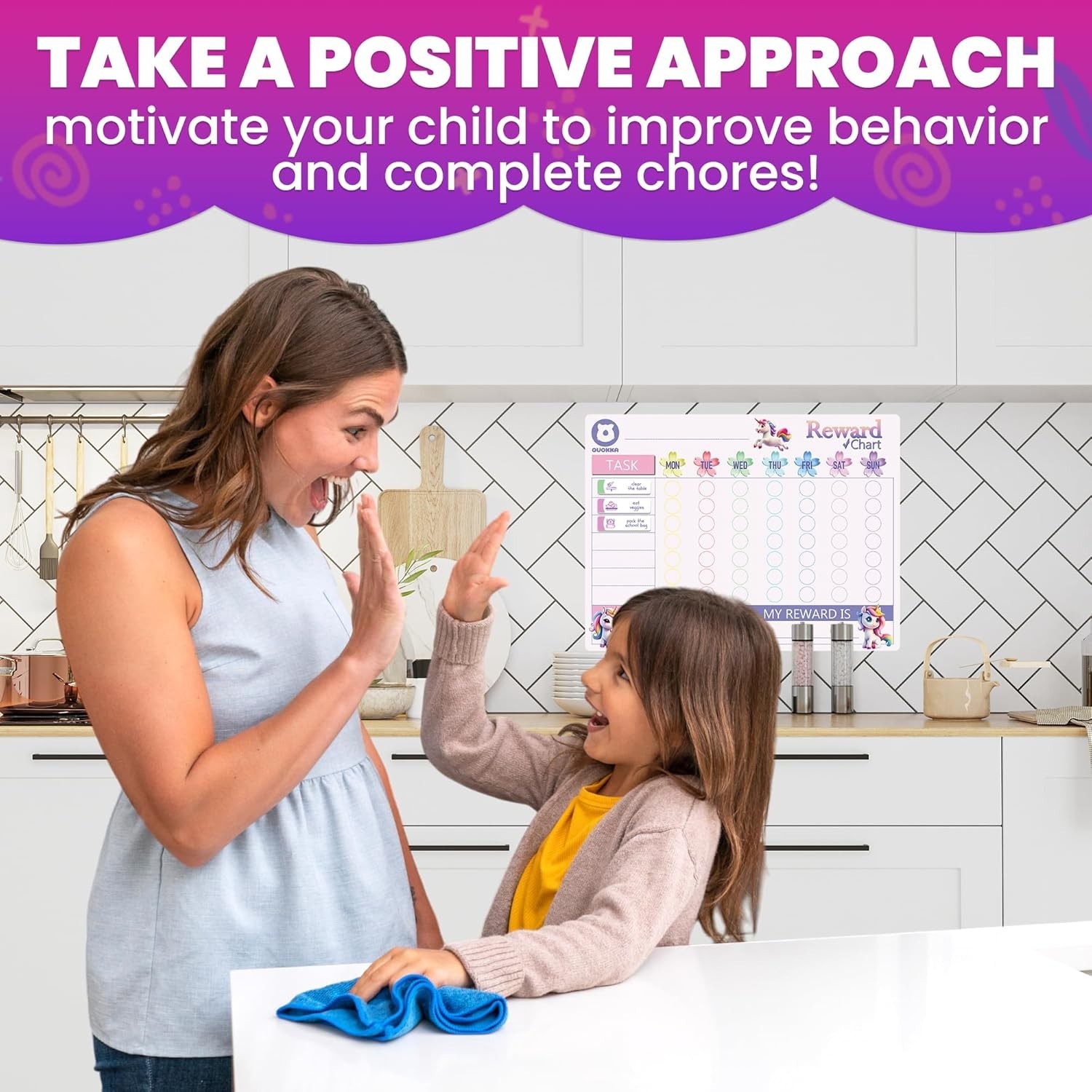 Magnetic Kids Chore Chart – Behavior Chore Chart for Kids at Home – Pink Rewa…