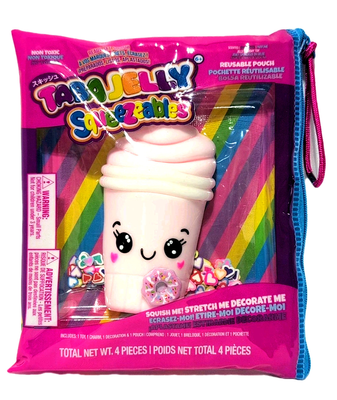 Taba Scented Jelly Squeezeables Pink Shake Squishy Squeeze Toy w Pouch DIY NEW