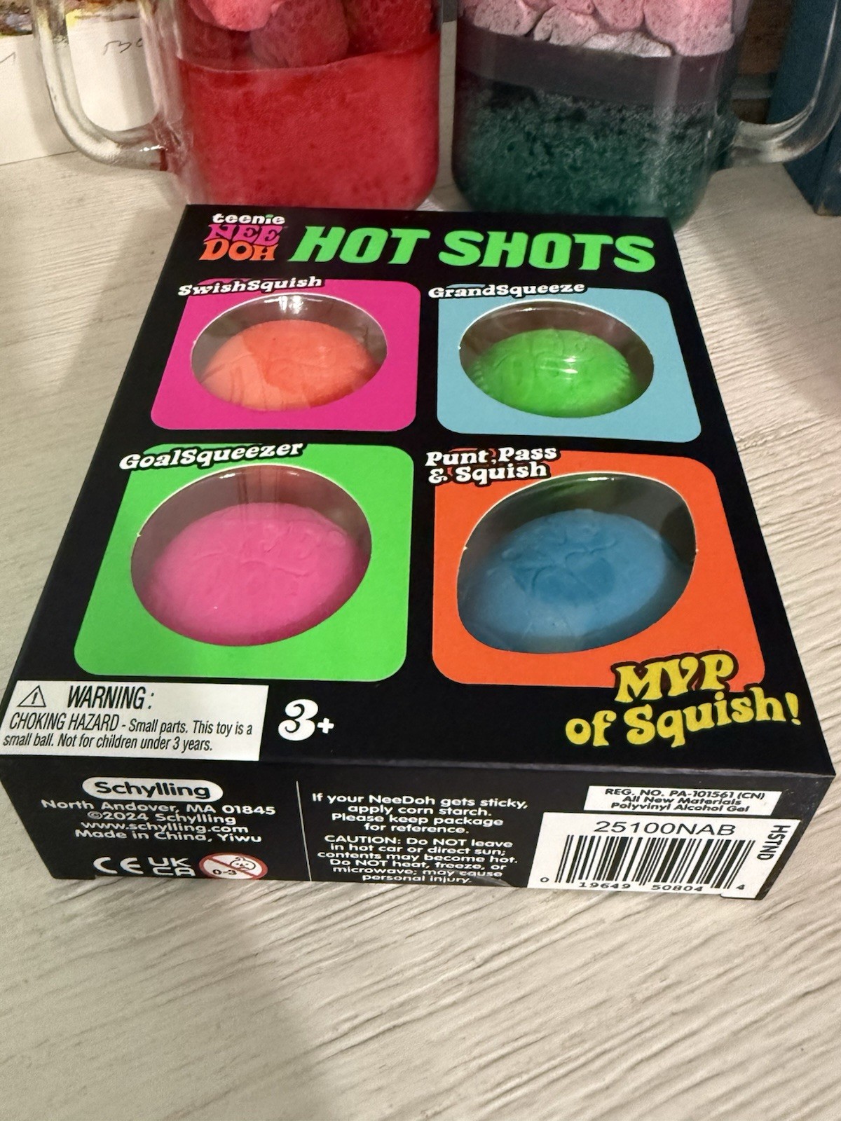 Needoh Teenie Hot Shots 4-Pack Nee Doh Set of 4 – Swish Grand Goal Punt BALLS!