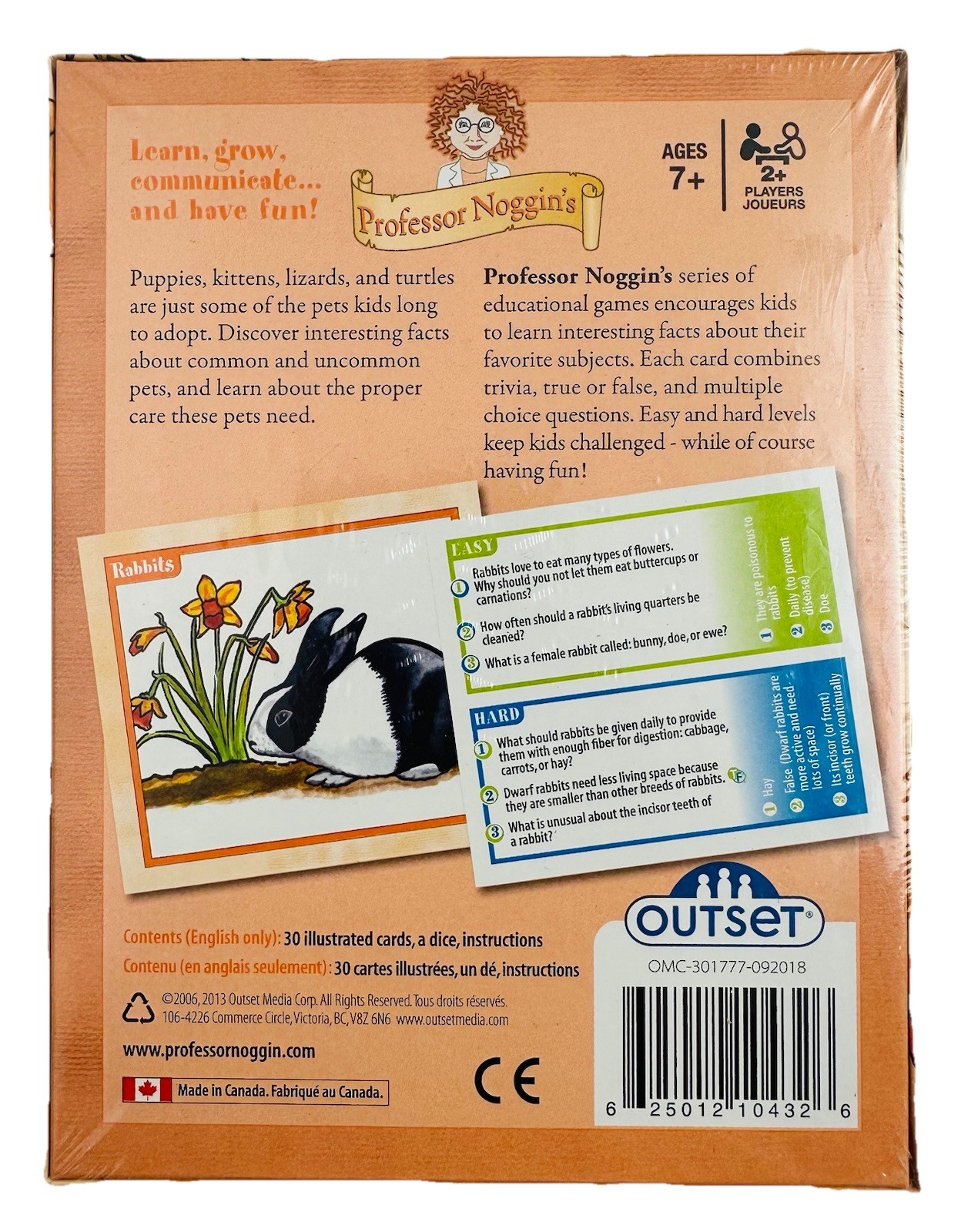 New, Professor Noggin’s Pets A Educational Card Game For Kids Ages 7+