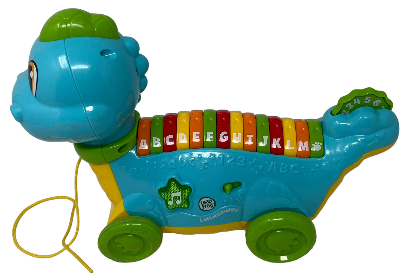 LEAPFROG Lettersaurus Learning Dinosaur Leap Frog Teal ABCs Alphabet Pull Toy