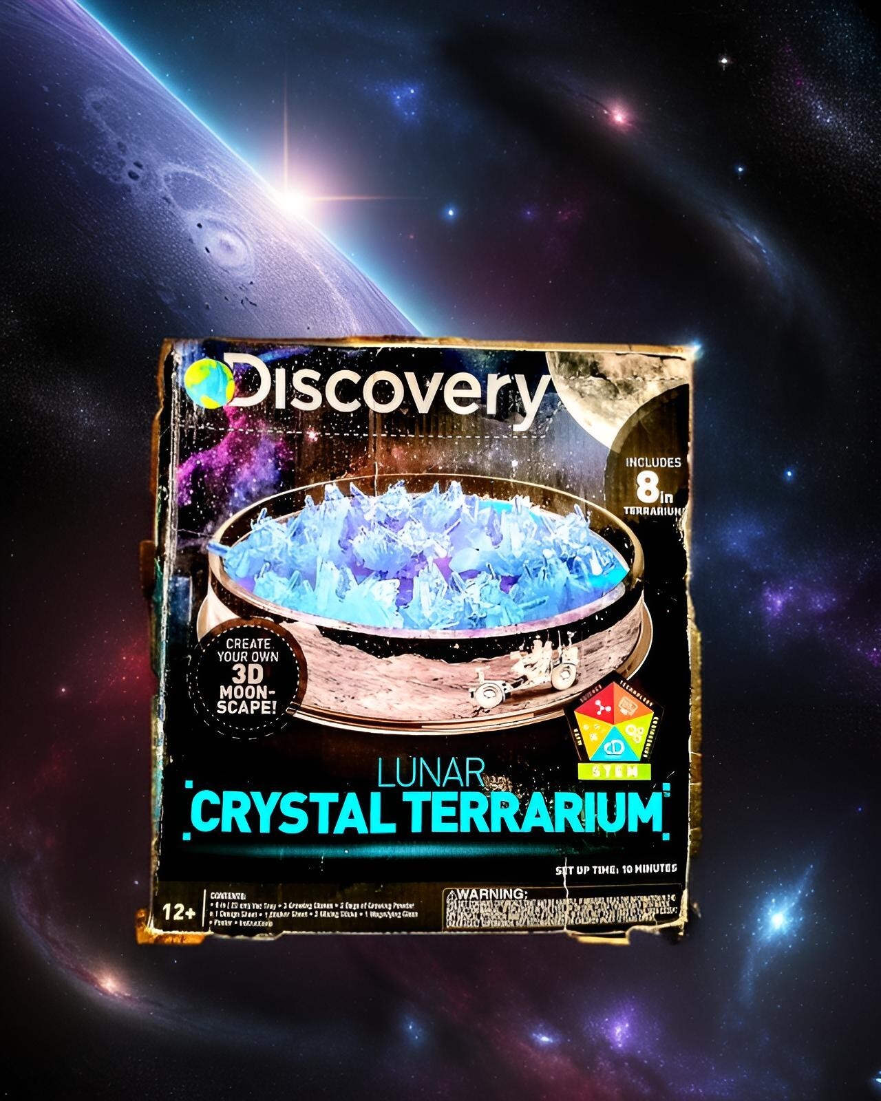 3-D Lunar Crystal Terrarium W/Moon Landscape Base*Planetary Poster* Kid To Adult