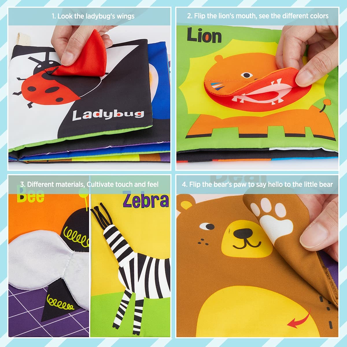 beiens Soft Baby Books – High Contrast Black & White Touch Small, Black,white
