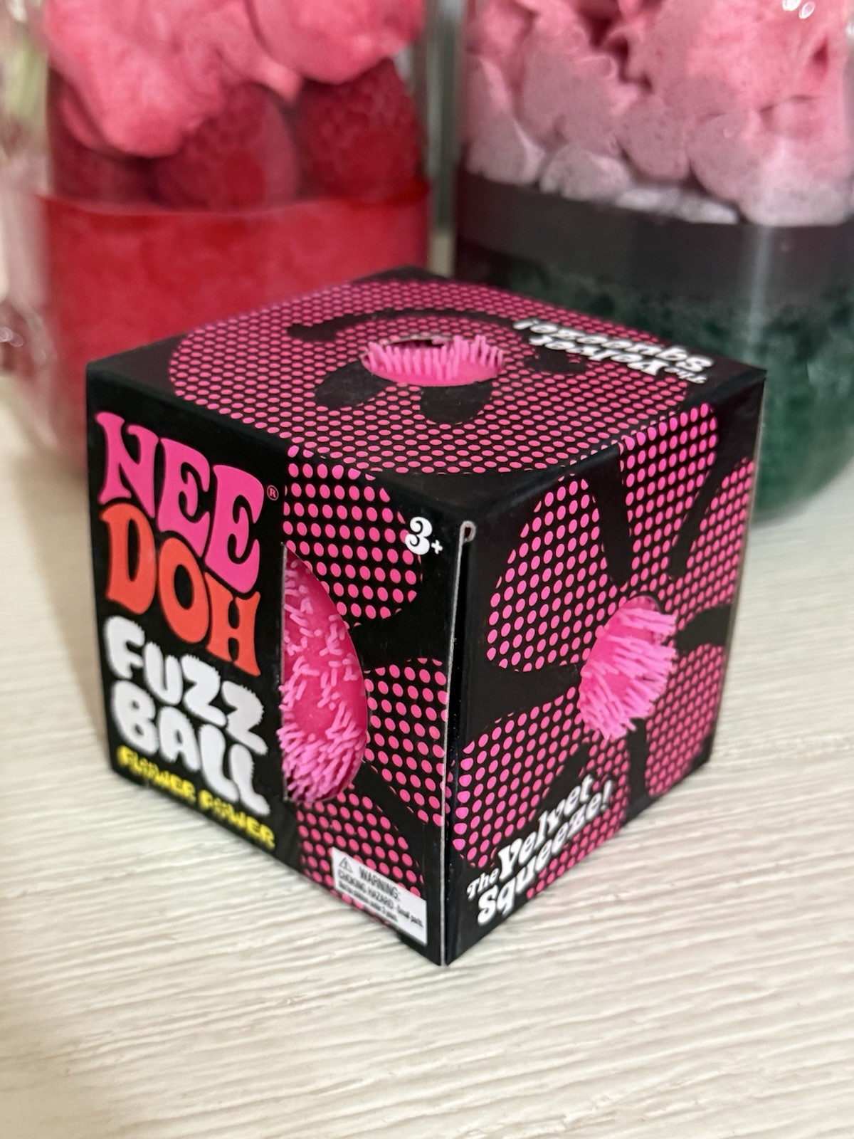 Pink Needoh FUZZ BALL Flower Power Nee Doh Squishy NEE-DOH Fuzzball AUTHENTIC US