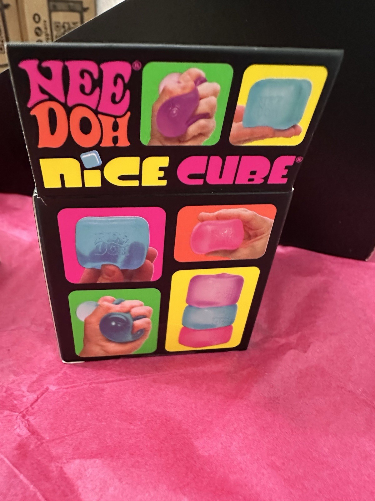 Nee Doh Nice Cube Super Solid Squish Sensory Squeeze Toy Blue Pink or Purple