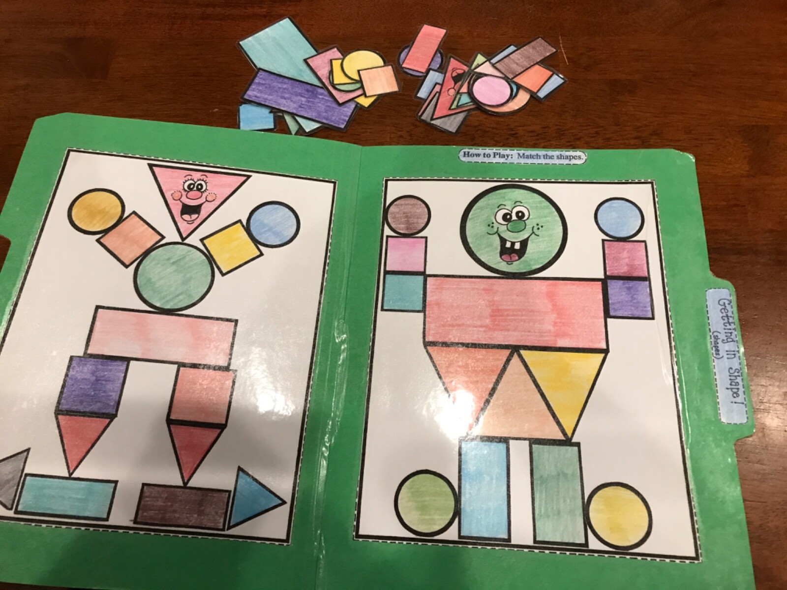 Getting in Shapes! Shapes grade preK math arts file folder game teacher