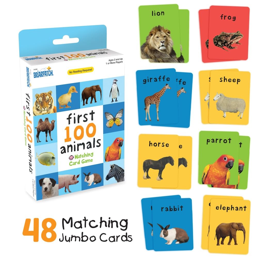 First 100 Animals Matching Card Game Preschool Learning Memory Game Kids