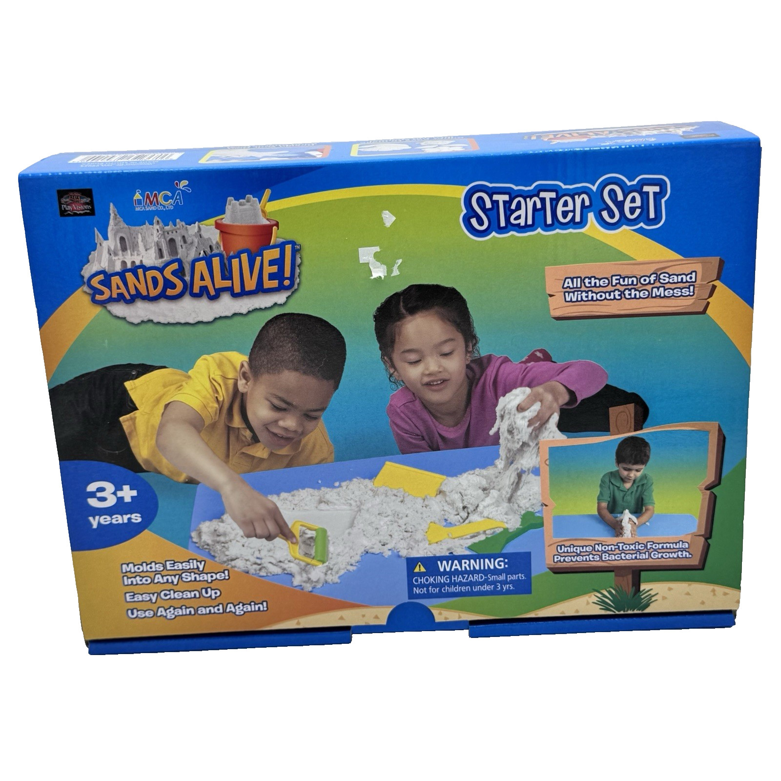 Sands Alive Starter Set NEW UNOPENED 1.5 Pounds Sensory Moving Soft Sand 4 Tools