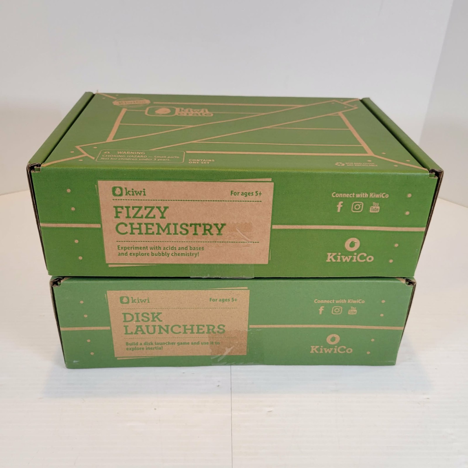 Lot of 2 NEW Kiwi Tinker Crates Complete STEM Kits FIZZY DISK LAUNCHERS