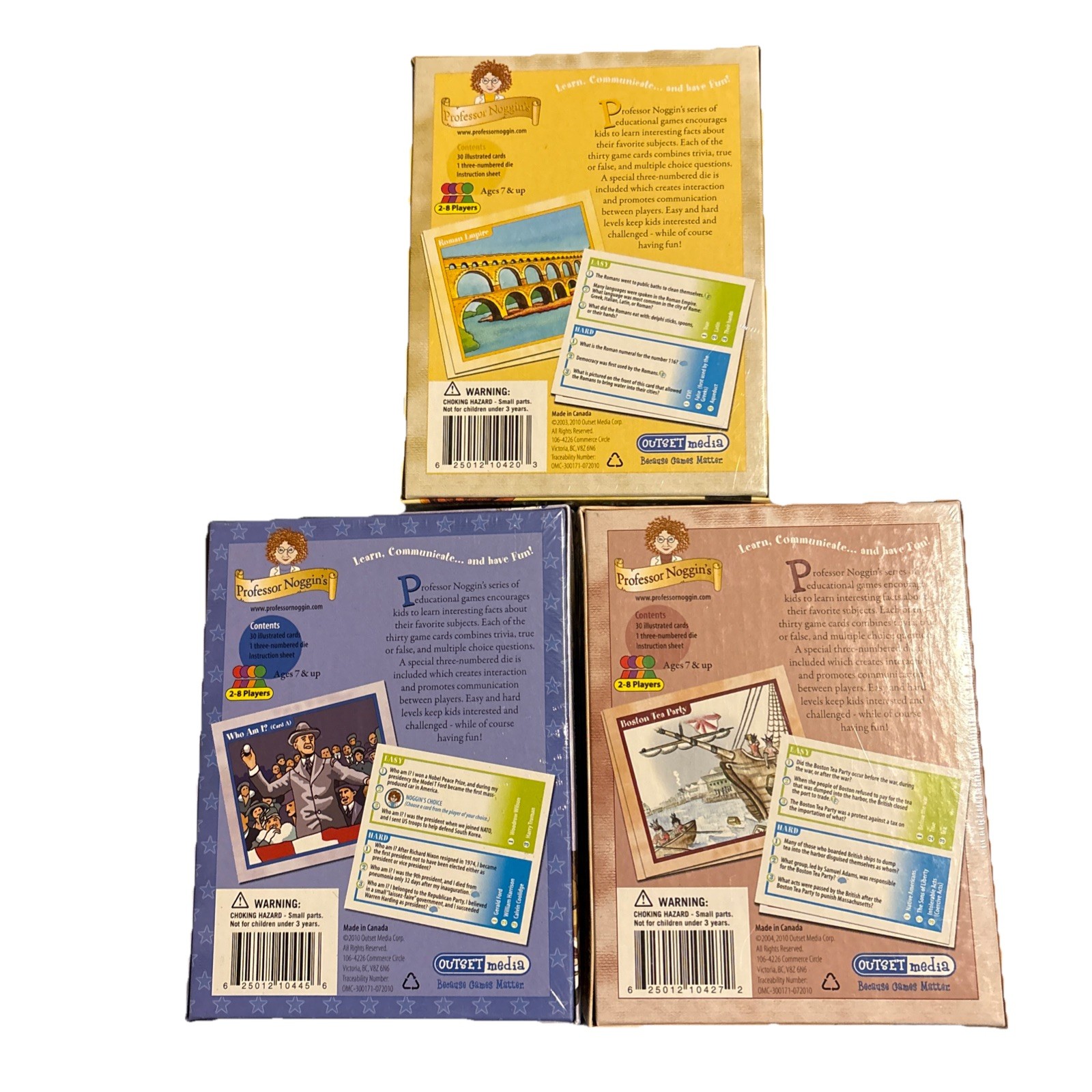Professor Noggin’s Educational Card Game Lot of 3 Presidents American history
