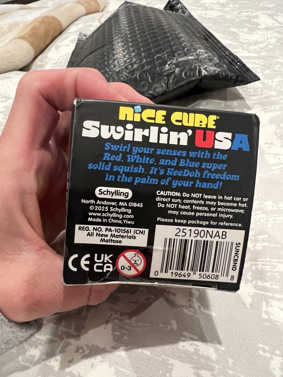 Schylling NeeDoh Nice Cube Swirlin’ USA Super Solid Squish 3+ 25190NAB