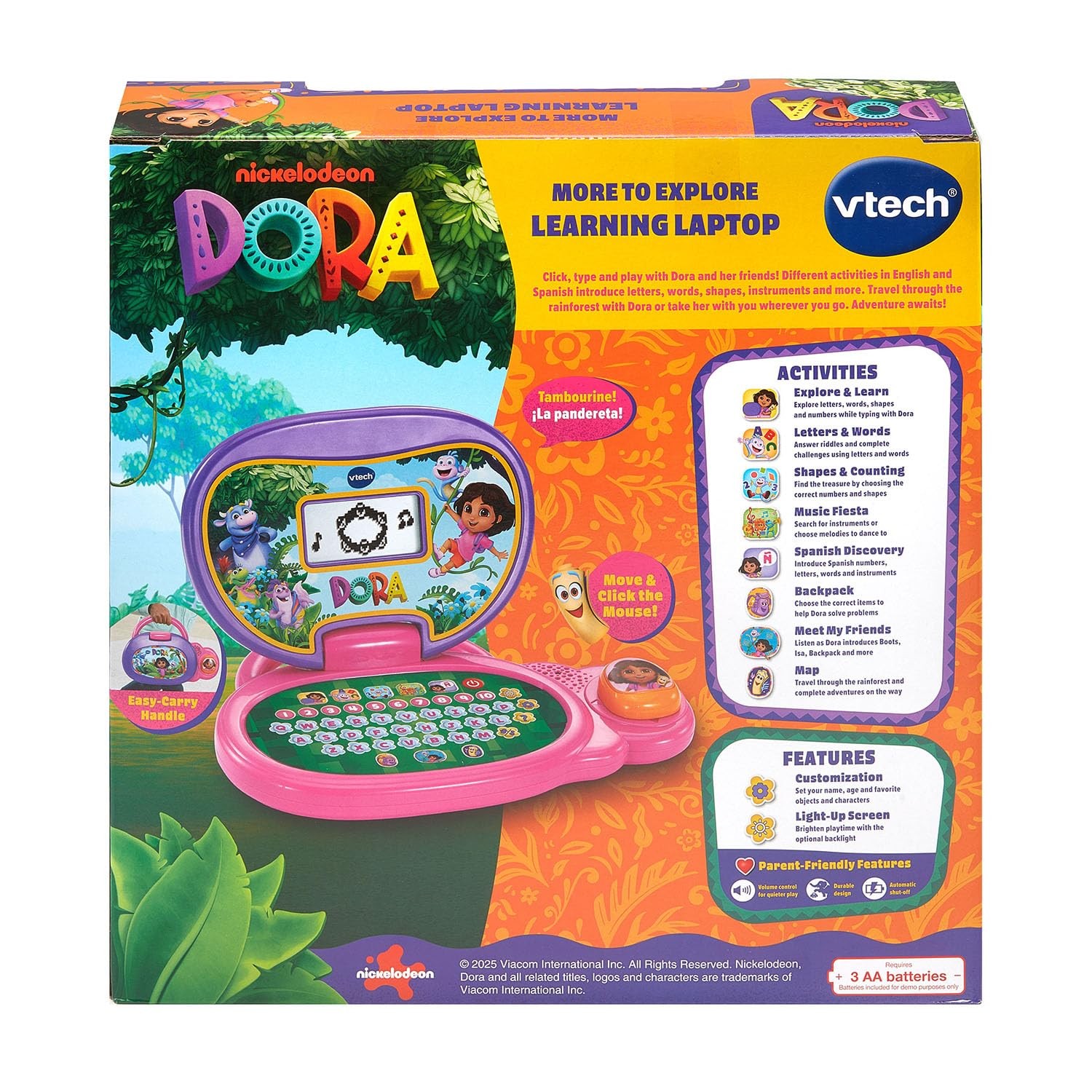 VTech Dora More to Explore Learning Laptop 11.8″ x 11.9″ x 2.2″, Multicolor