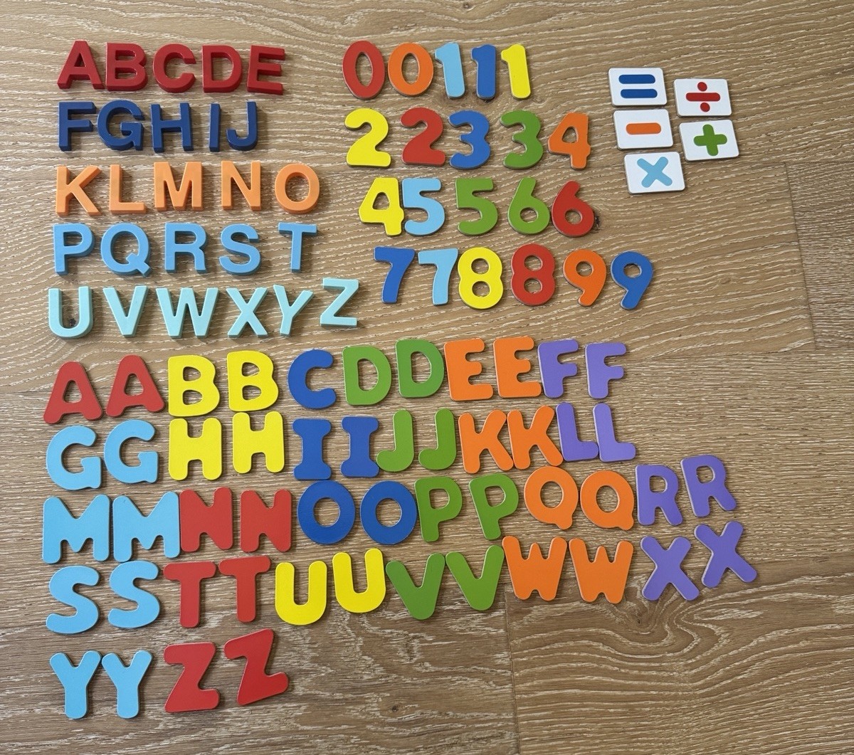 Set of 130 Mixed Material Alphabet Letters & Numbers Kids Fridge Play Magnets