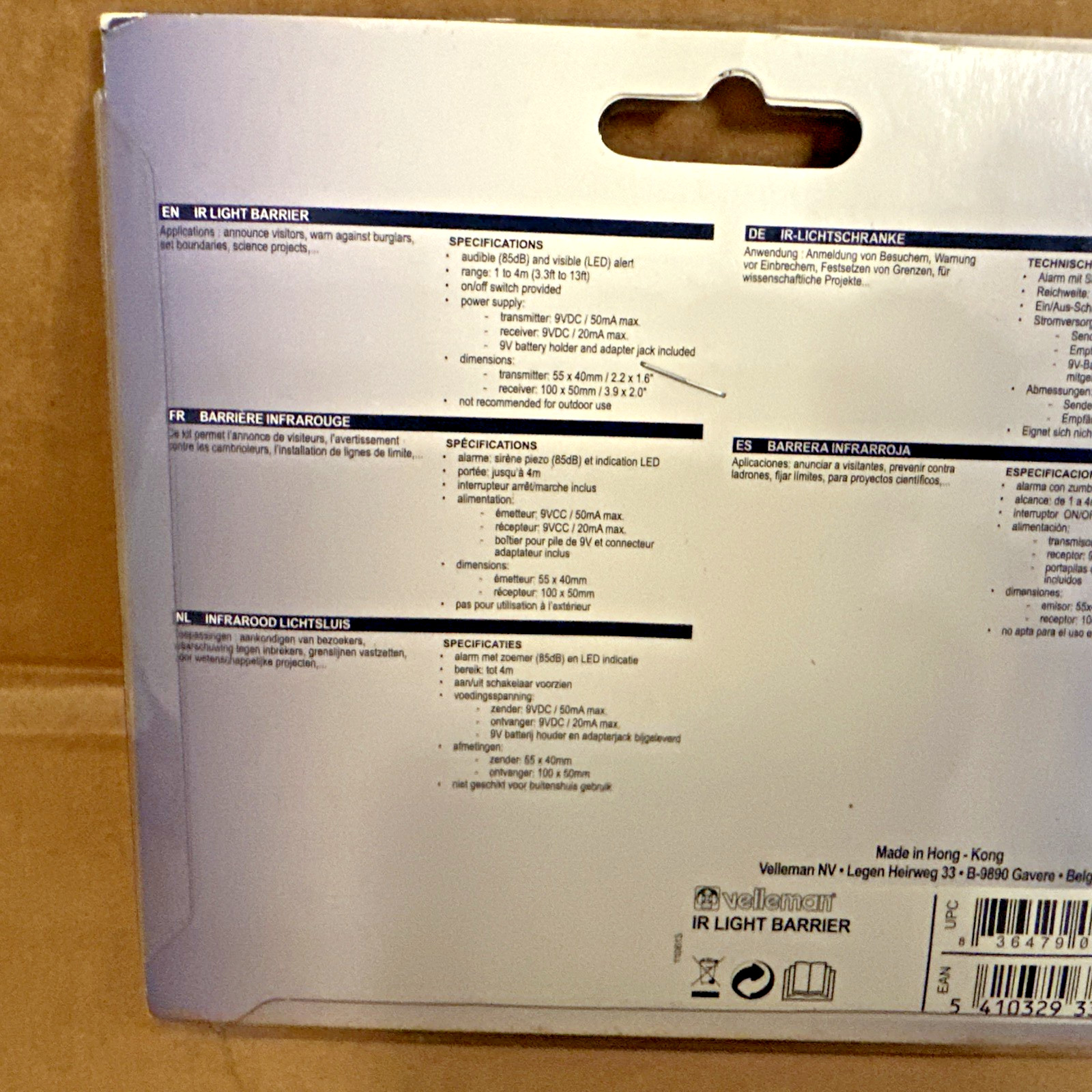 Velleman Kit IR Light Barrier (IR Light Barrier MK120) NEW Free Shipping