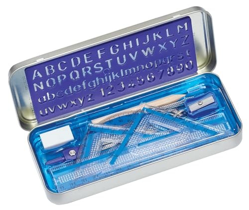 STAEDTLER 10-Piece Math Set with Metal Compass, 6″ Ruler Compact, Multicolor