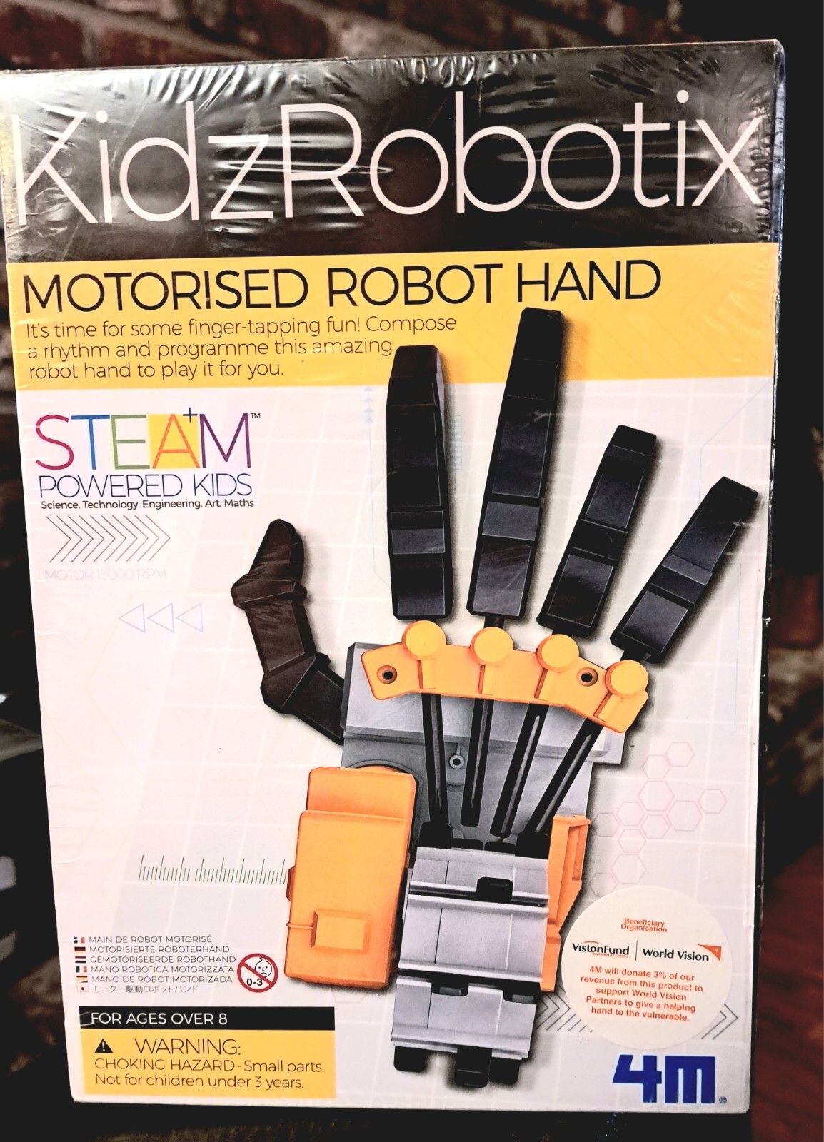 New KidzRobotix Motorized Robot Hand STEAM Powered Kids 4M Kids Building Toy