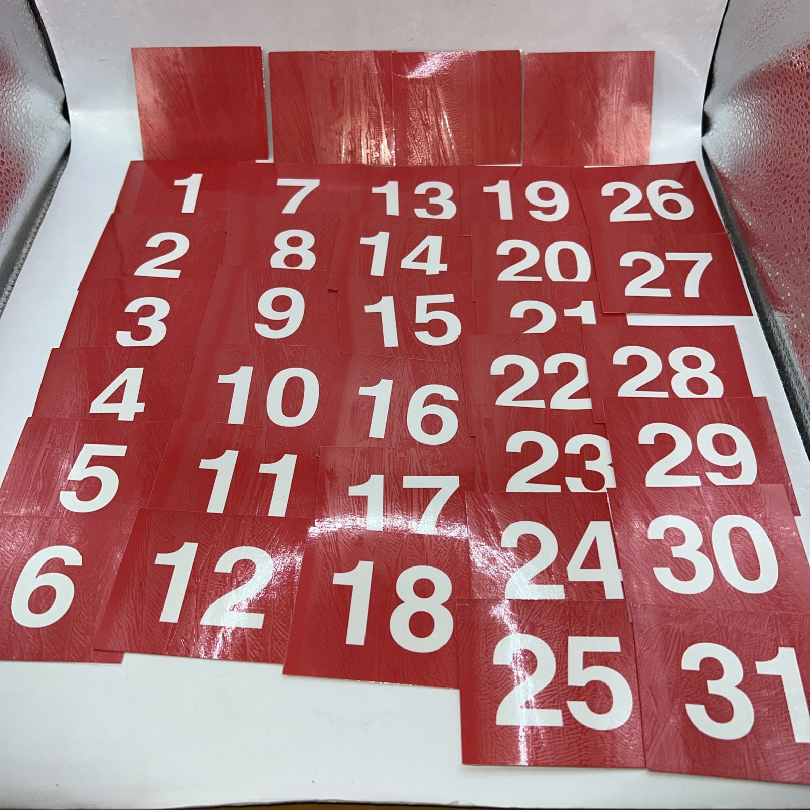 Five Sets Of (1-31) THICK CALENDAR MAKING SQUARES 3″