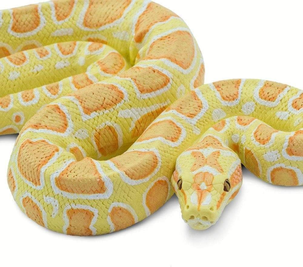 Albino Burmese Python Figurine – Lifelike 5.5″ Snake Figure Kids Educational Toy