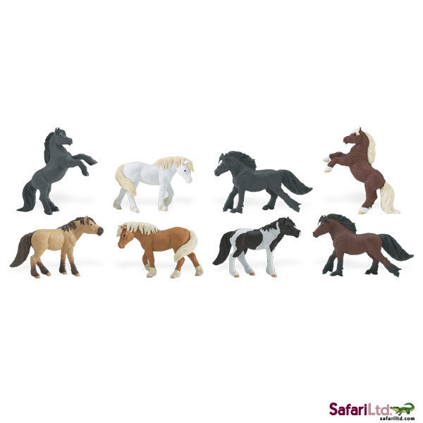 SET OF 8 MINIATURE TOY PONIES by Safari Ltd; New in pkg; horse/pony/ FREE SHIP