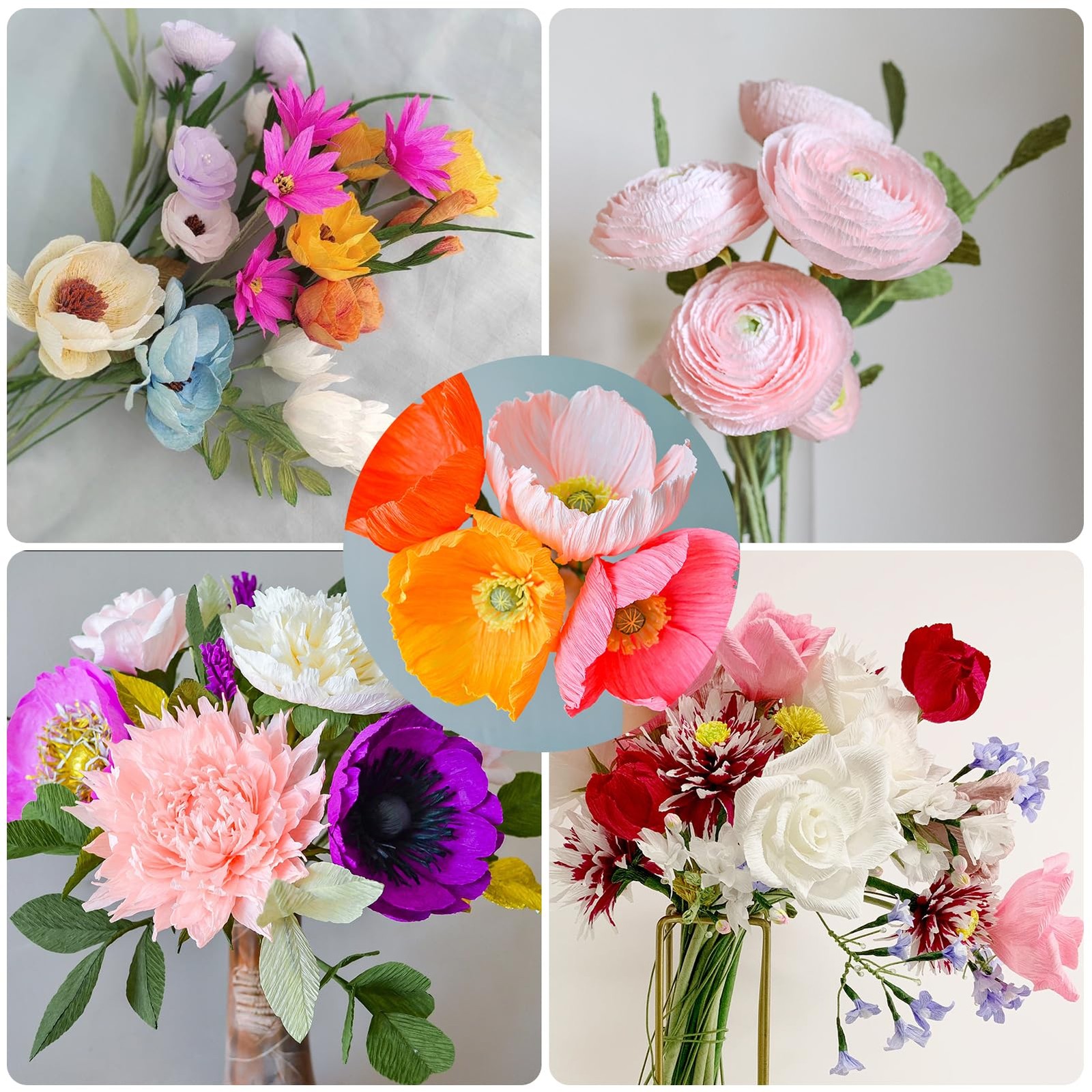 Crepe Paper Flower DIY 14 Colors, 9.8 x 98 Inch Wide Multiple colors 1