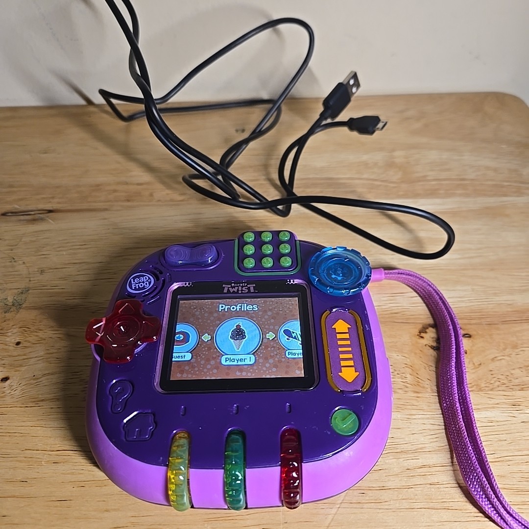 LeapFrog Rockit Twist Green Button Control Handheld Learning Game System WORKS