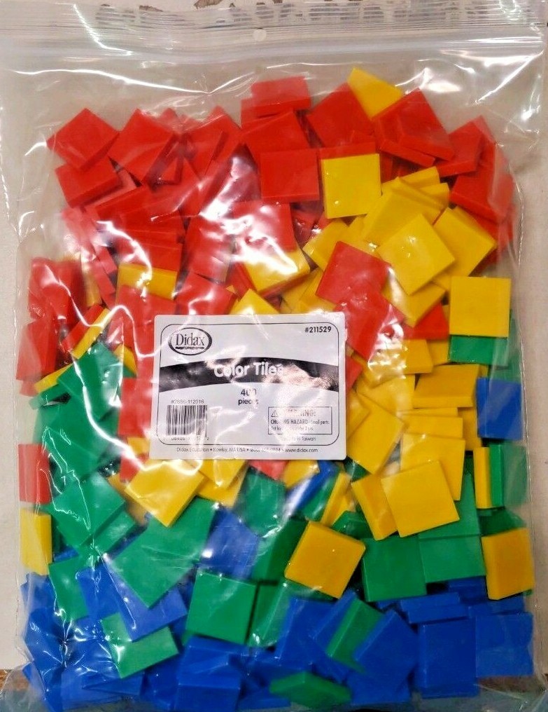 K12 Multi Color Manipulative Set Of 100 Plastic Tiles 1″ For Math Counting New