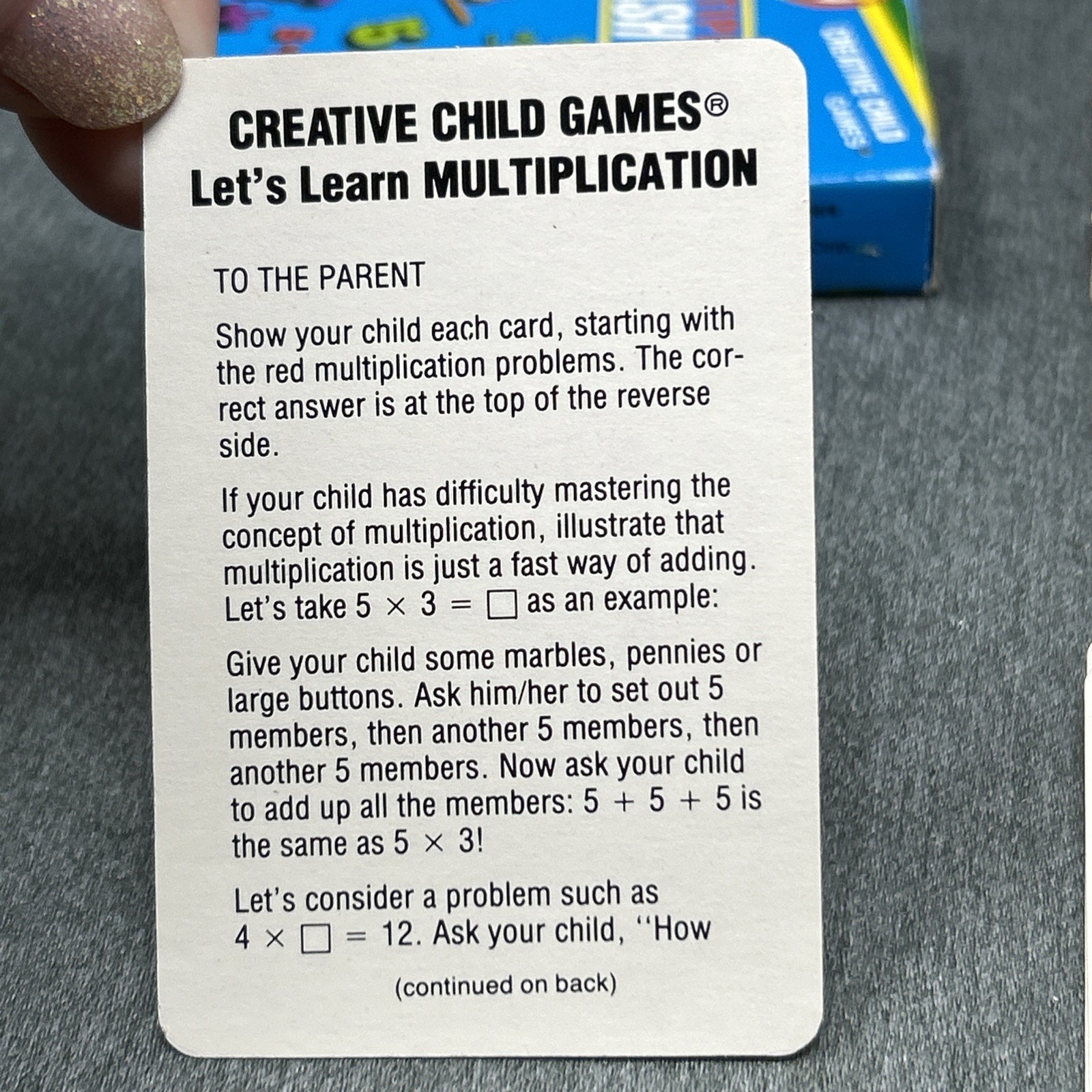VTG 1993 Multiplication Flash Cards Creative Child Double Sided Learning Set