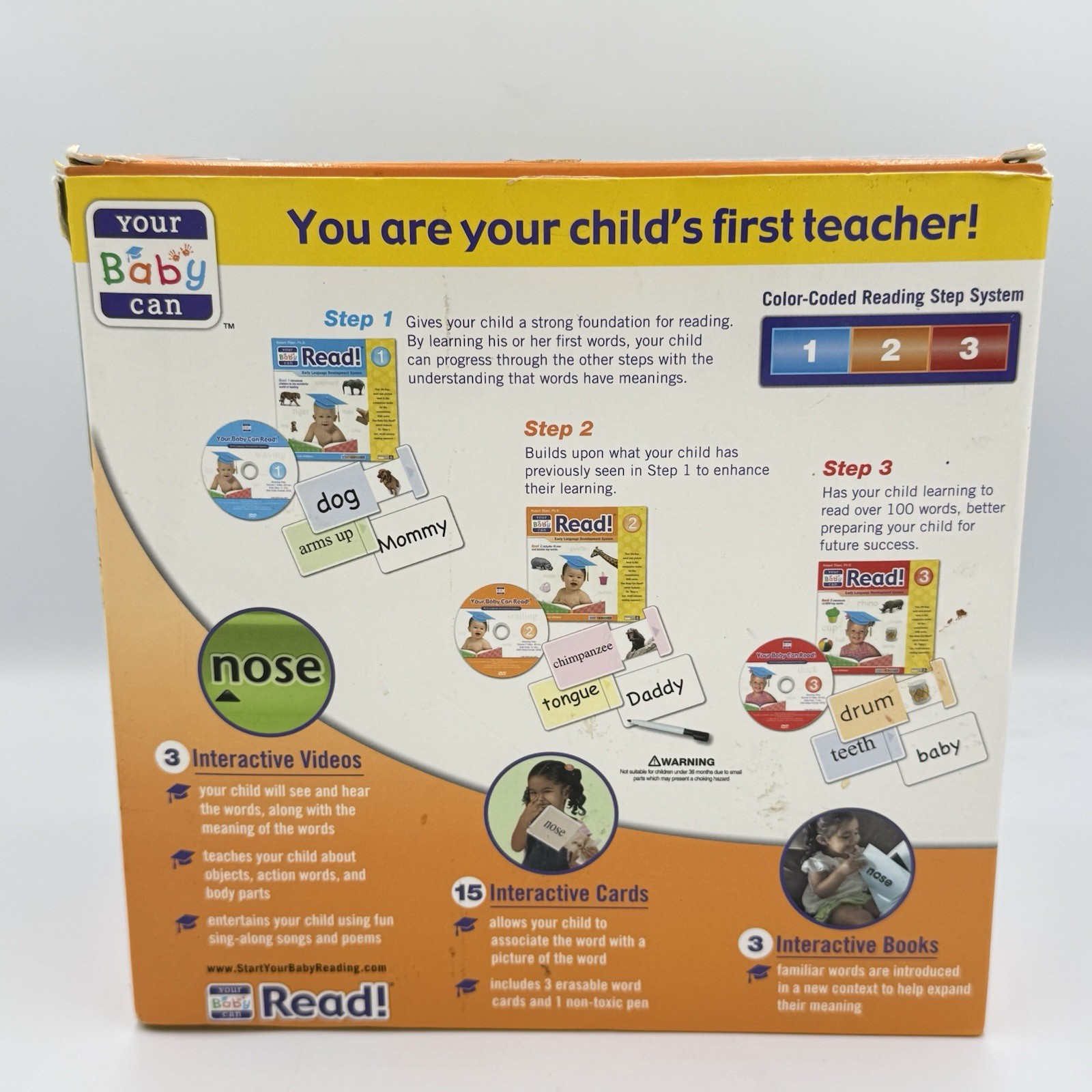 Your Baby Can Read Kit ENGLISH Reading System 3 DVDs 3 Books 15 Cards – COMPLETE