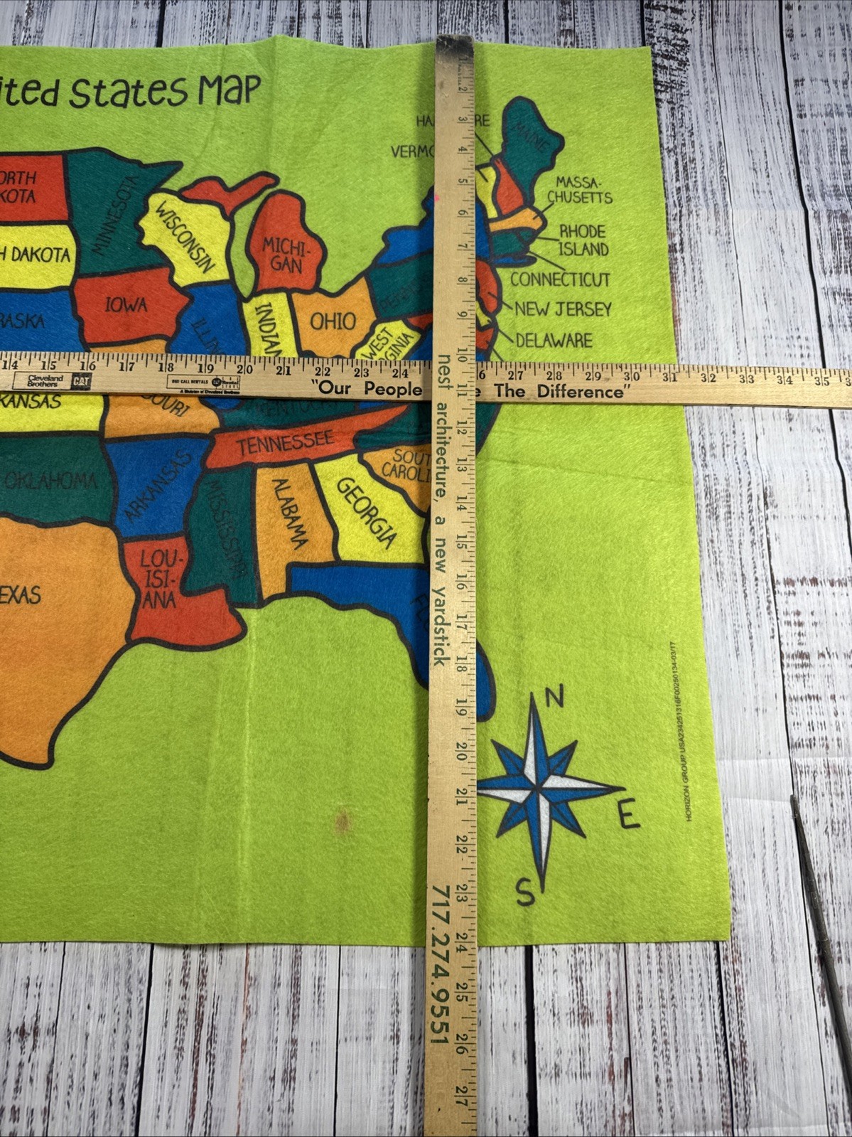 Felt Map United States Education Homeschool Visual Geography 31”x24” Learning