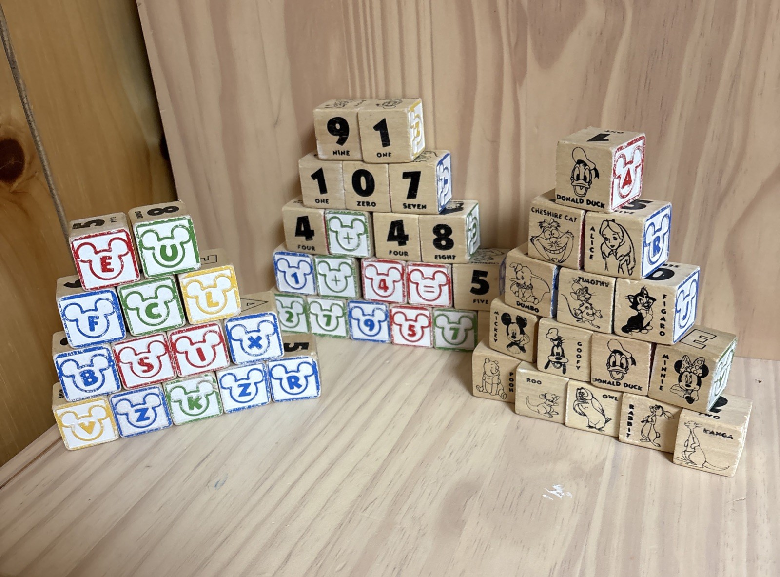 Disney Wooden Blocks Alphabet, Numbers, Pictures, 49Pc