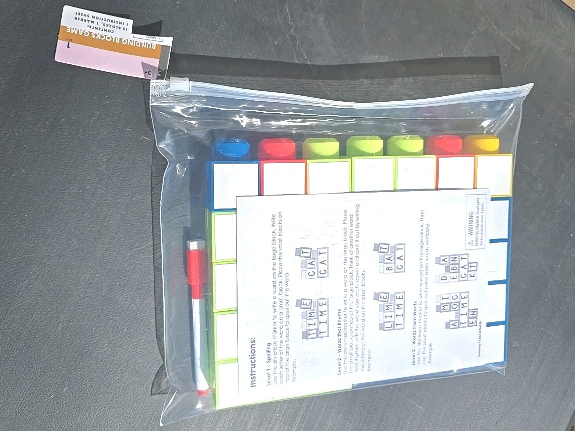 13009 NEW Building Block Dry Erase Blank Blocks 15 Blocks 1 Marker1 Sheet Learn