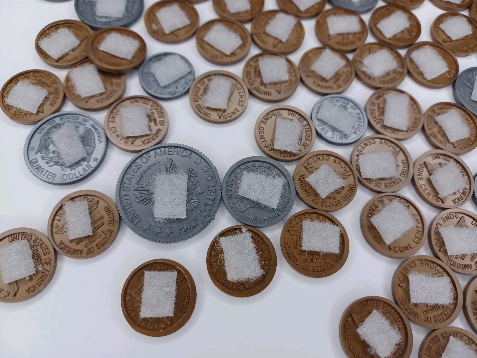 Play Money Coin Lot Of Plastic Coins With Hook & Loop For Felt Board