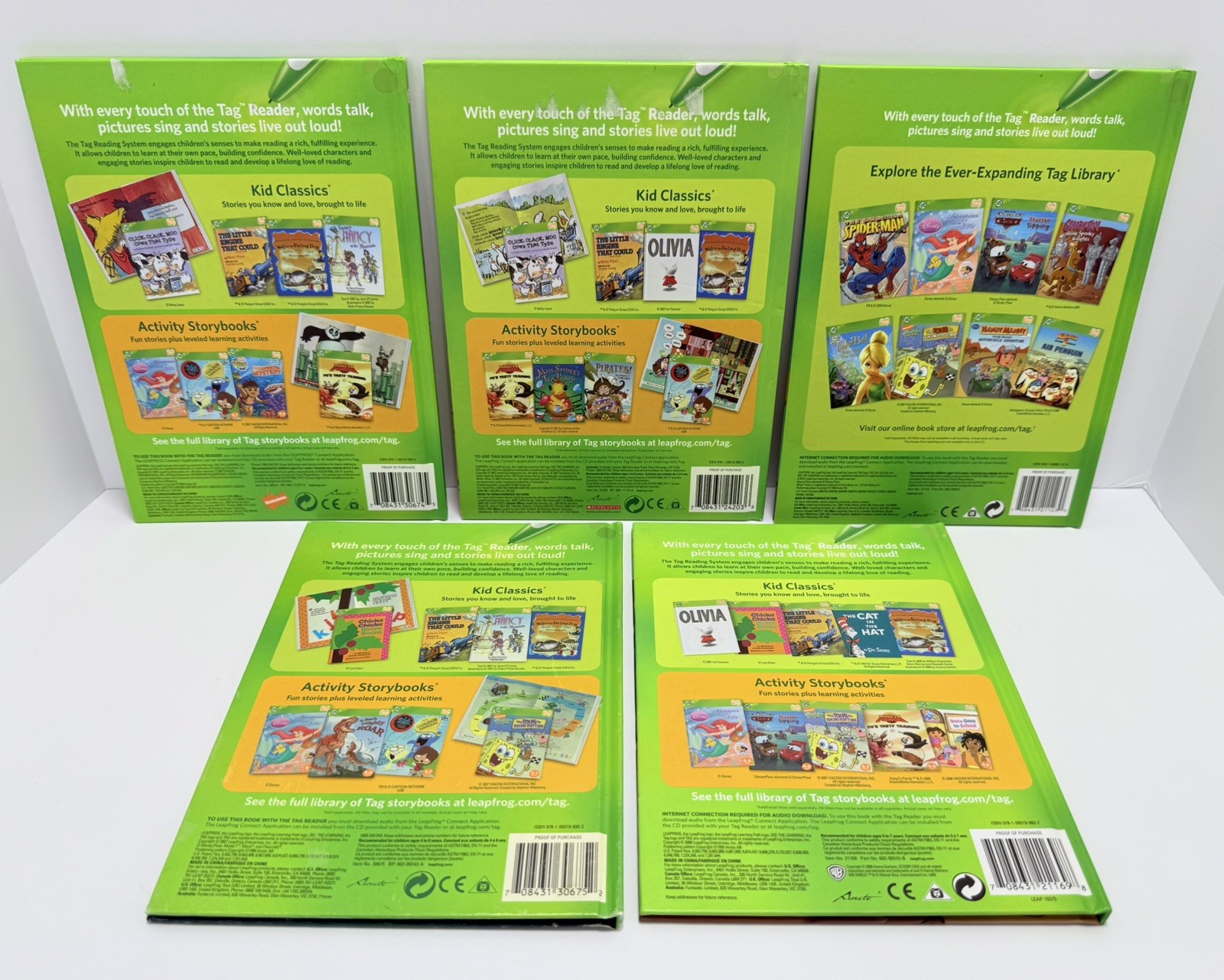 Leap Frog Tag Reader 5pc Book Lot Interactive Books Early Reading Childrens