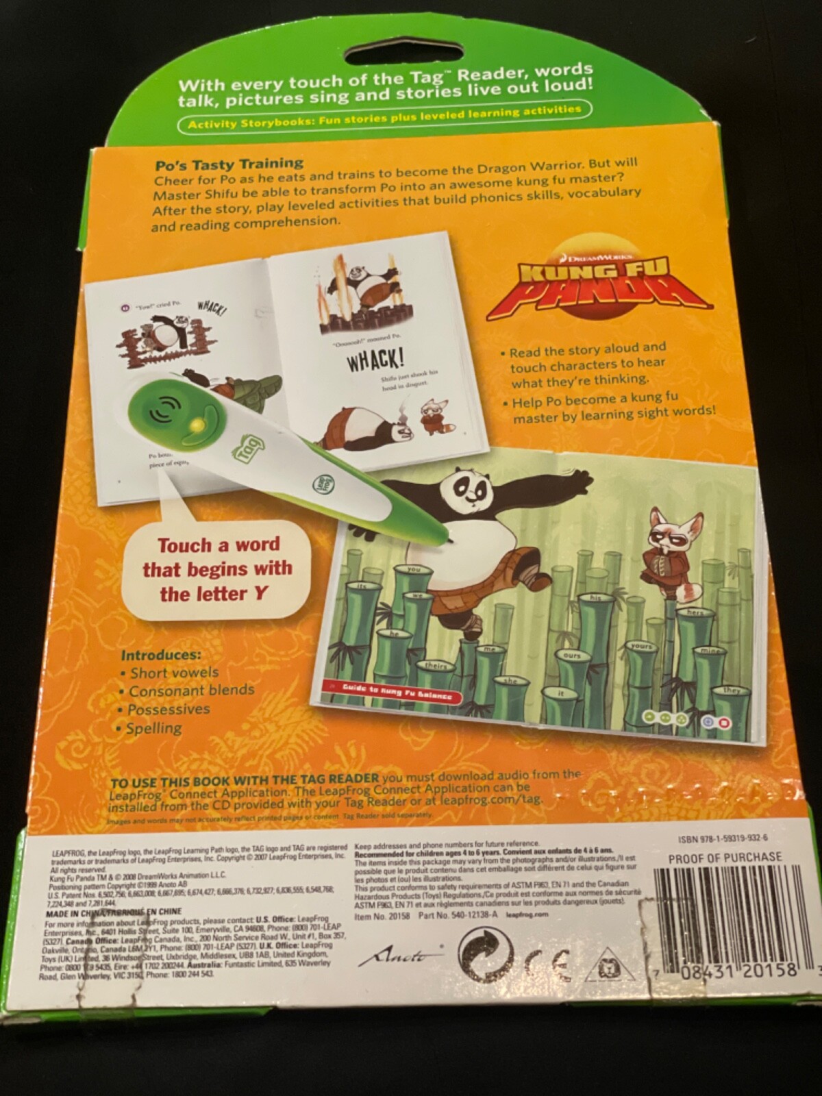 Leap Frog Tag Reading System Kung Fu Panda Po’s Tasty Training 4-6 Years