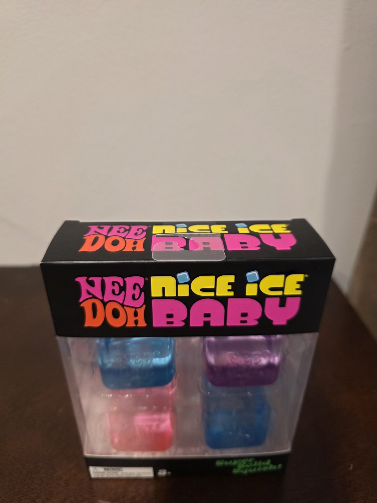 NeeDoh Nice Ice Baby 4 pack Mini Cube Pink Blue Purple Super Solid Squish