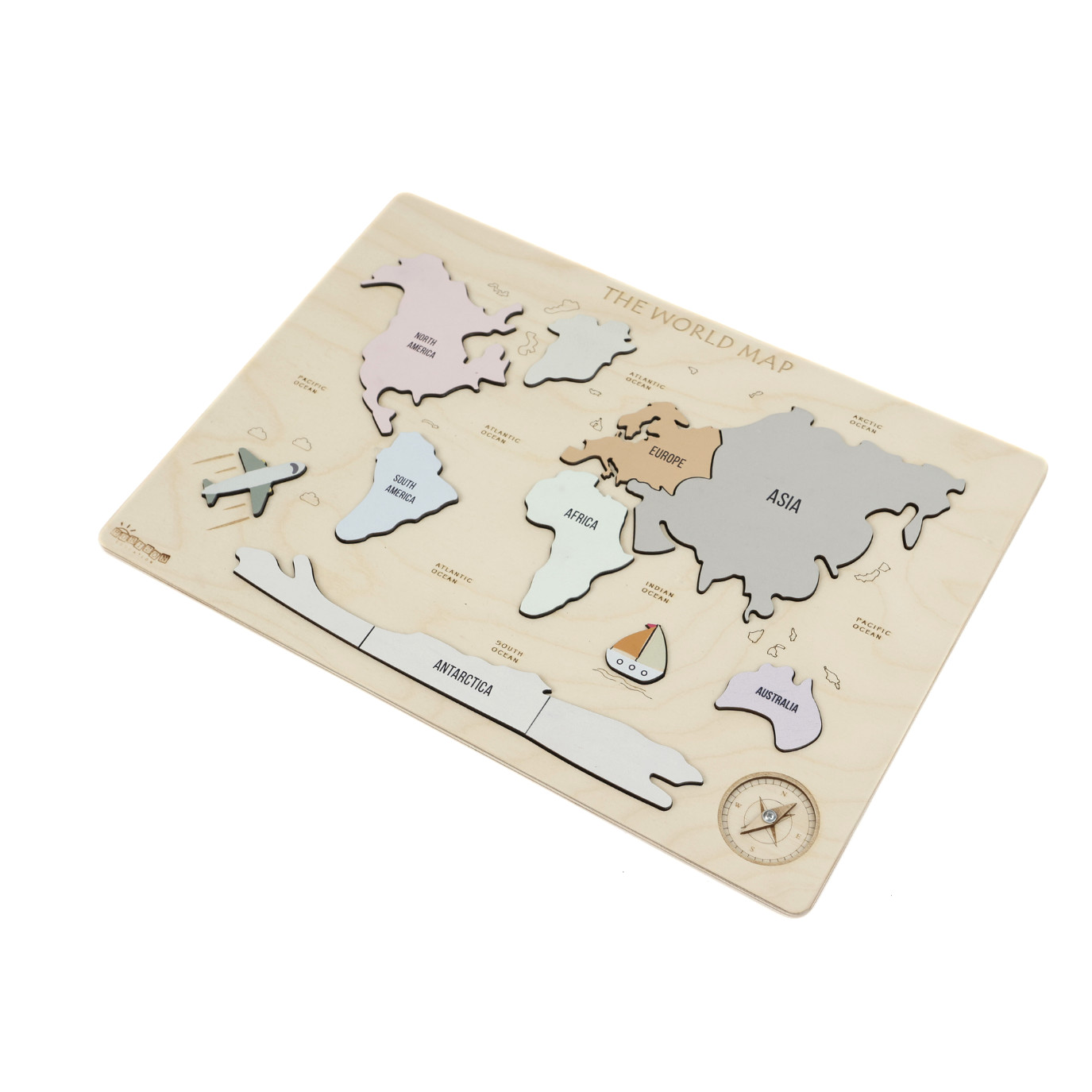 World Map Montessori Wooden World Puzzle for Kids (Ages 3+) – Educational Map