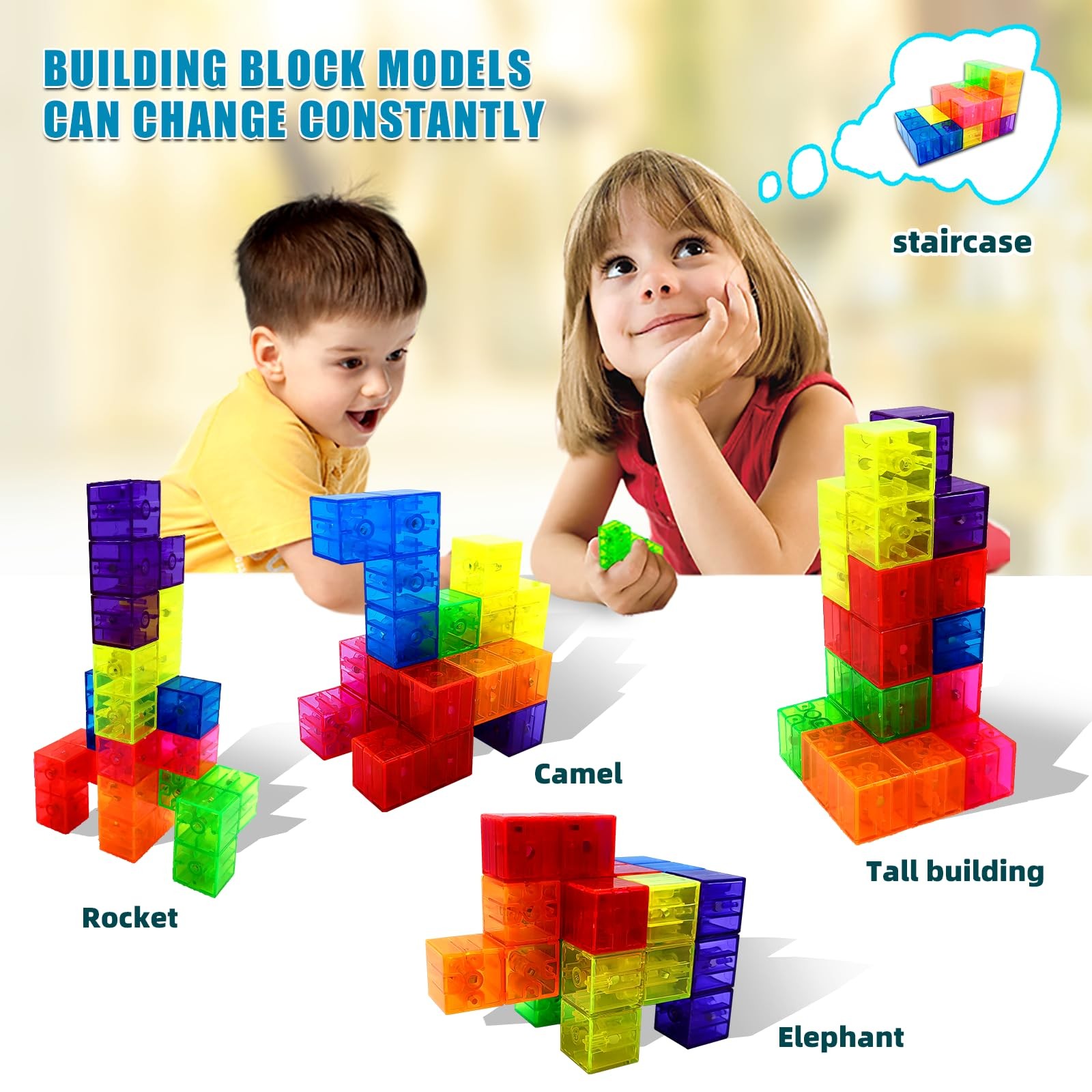 3D Magnetic Building Blocks Magic Cube Geometric Puzzle Fidget Toy Gift Set