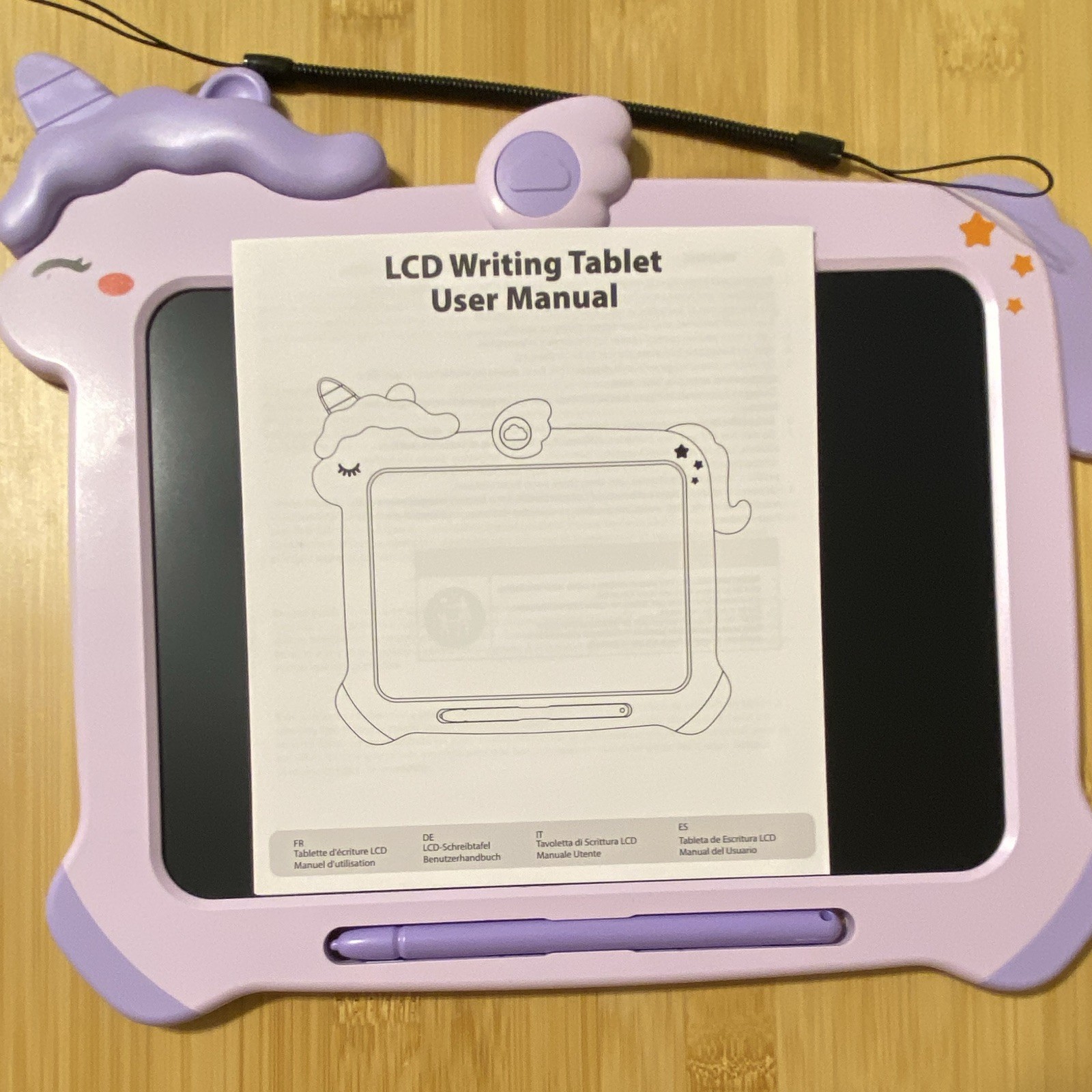 Unicorn LCD Writing Tablet 8.5in Purple Kids Drawing Board w/ Stylus LCD23