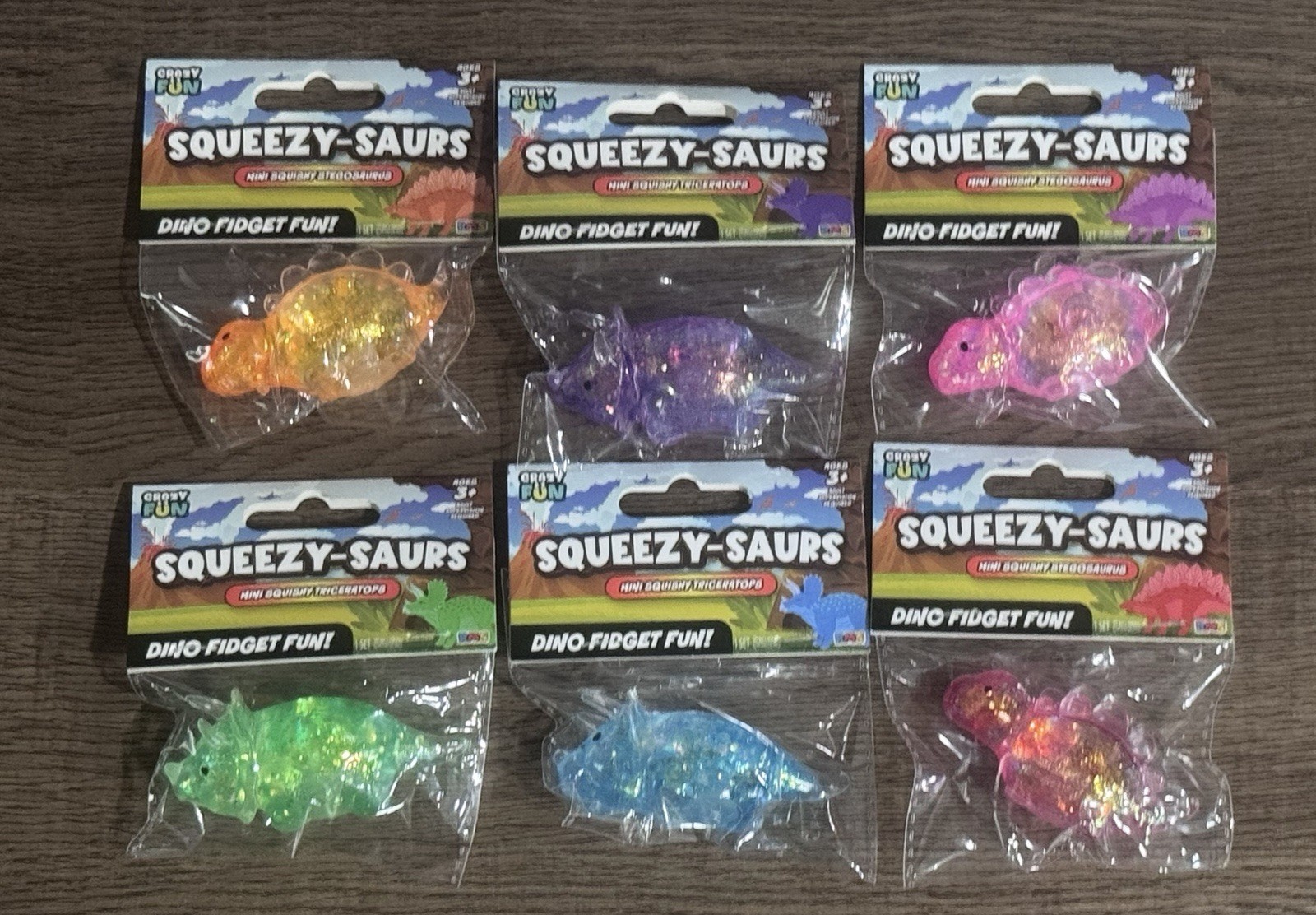 RMS Crazy Fun Squeezy-Saurs MINI Squishy Dinosaurs Full Set Of 6 Dino Fidget Toy