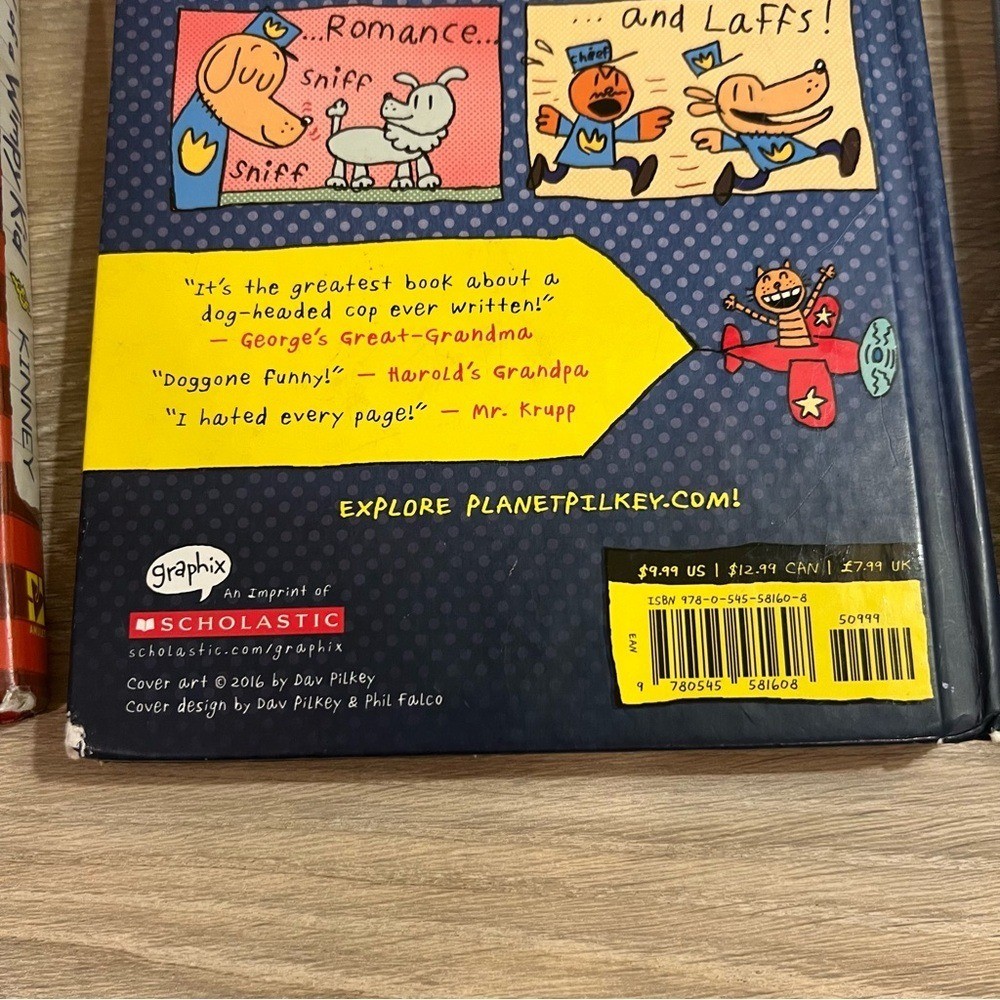 Boys Graphic Novel Book Lot Dog Man Wimpy Kid 5 Book Set Grades 3-6