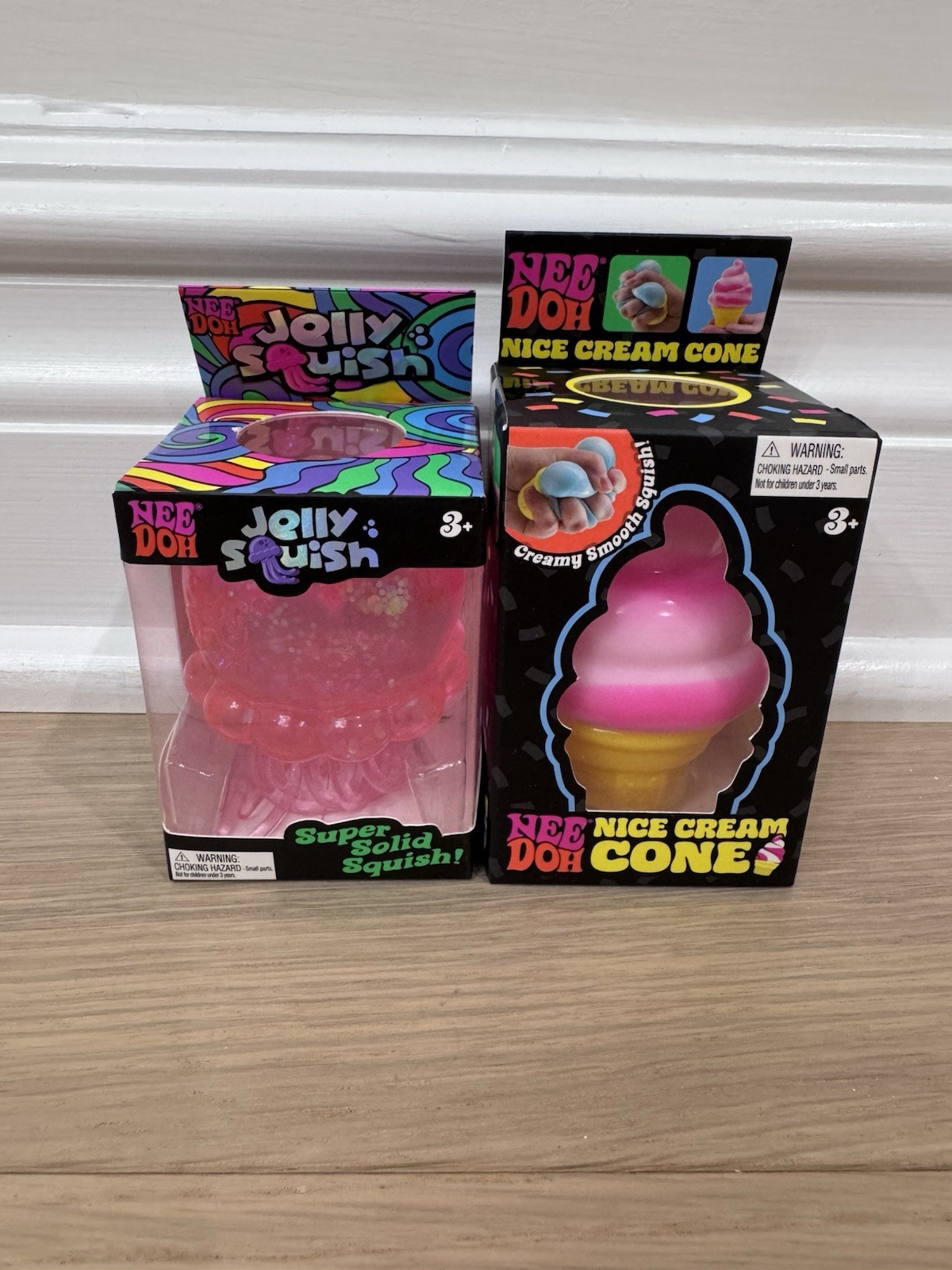 Authentic NeeDoh 🩷 PINK Jelly Squish Jellyfish And Nice Cream Cone Set-
