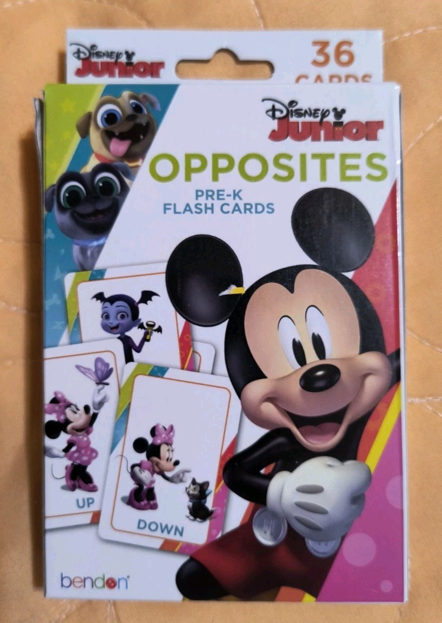 Disney Jr. Mickey Mouse & MORE! Opposites Pre-K Flash 36 Multi-Colored Cards NEW
