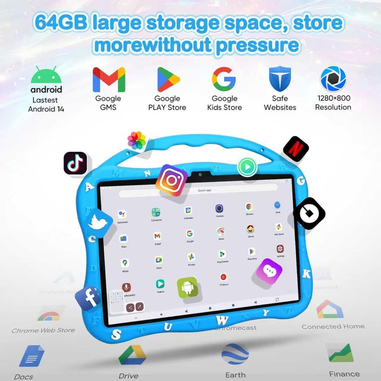 , 10.1 inch for 3-10, Educational Learning Android 14, 8（4+4） GB RAM+64GB ROM…