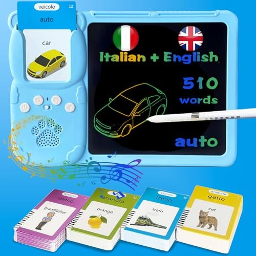 Drawing Writing Tablet for Toddlers – Bilingual Talking English Italian – Blue