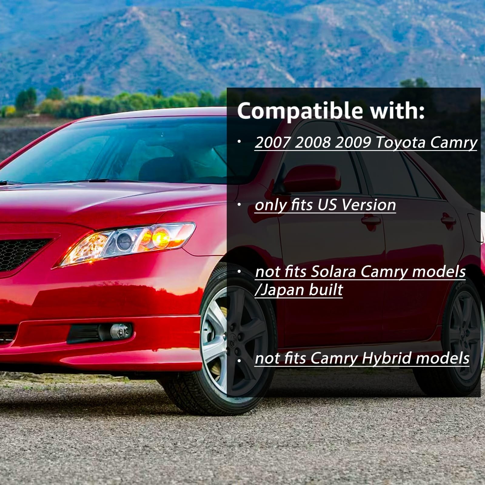 Headlights Assembly Pair for 2007 2008 2009 Toyota Camry Base CE LE XLE US Ve…