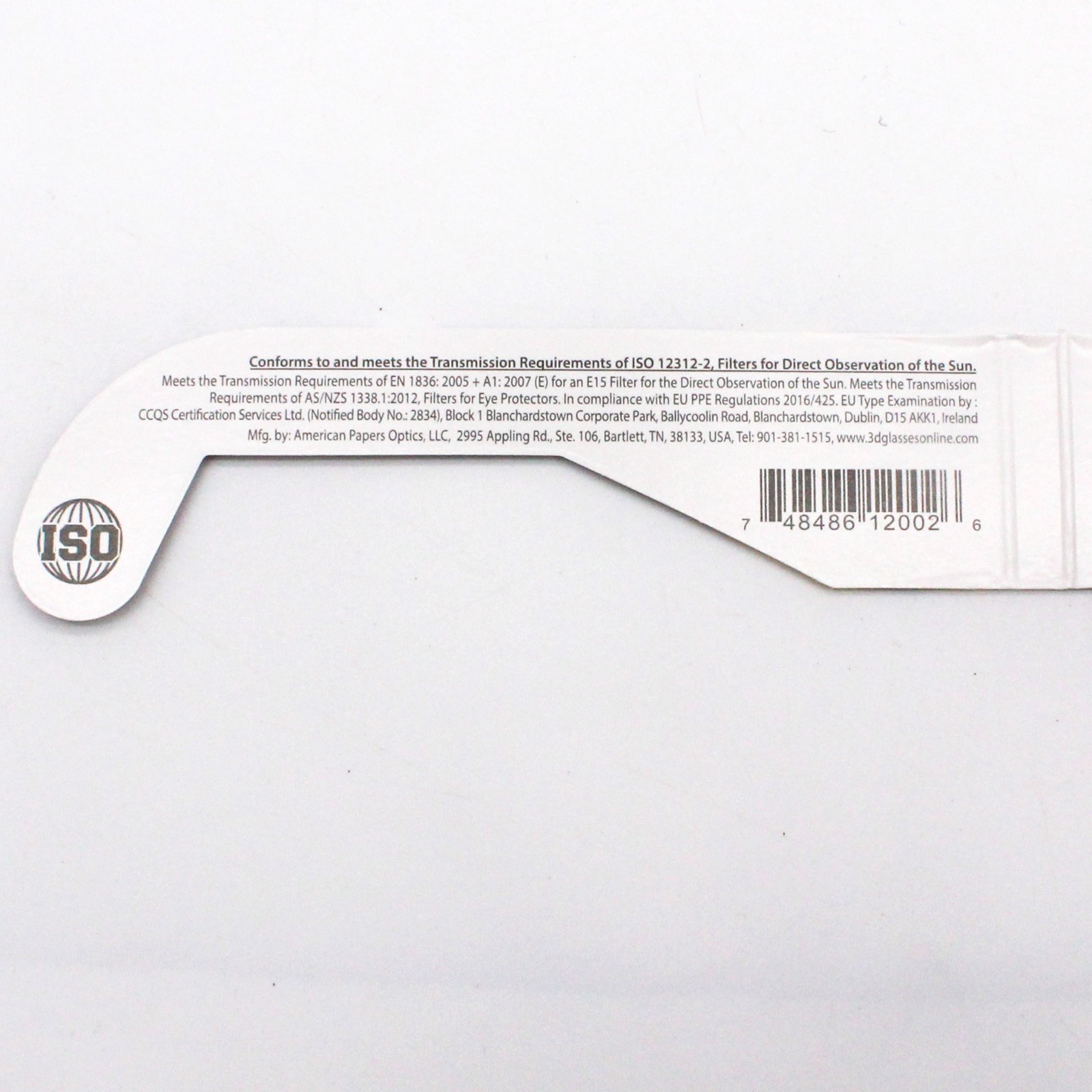 Certified Solar Eclipse Glasses Safe for Direct Sun by American Paper Optics