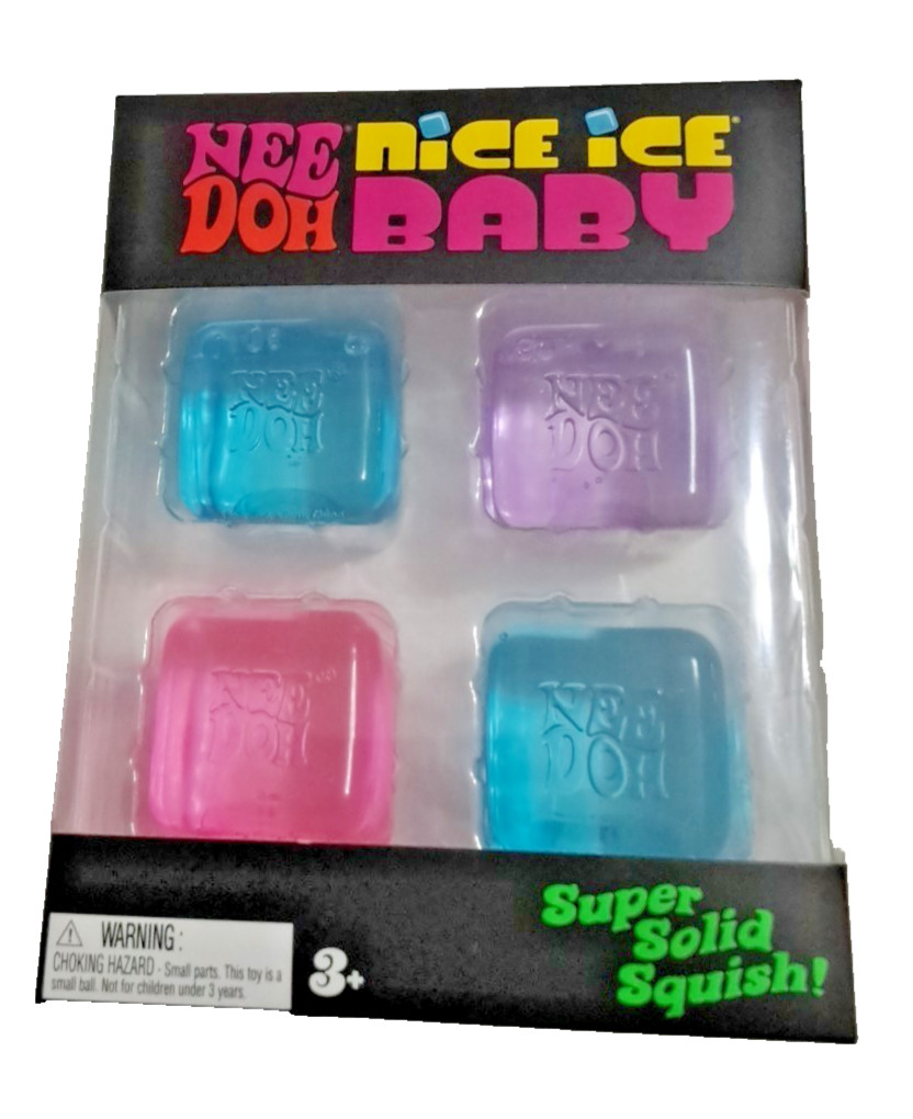 Nee Doh Nice Ice Baby Viral Squish Cubes Sensory Squeeze Toys 4 Pack Mini New