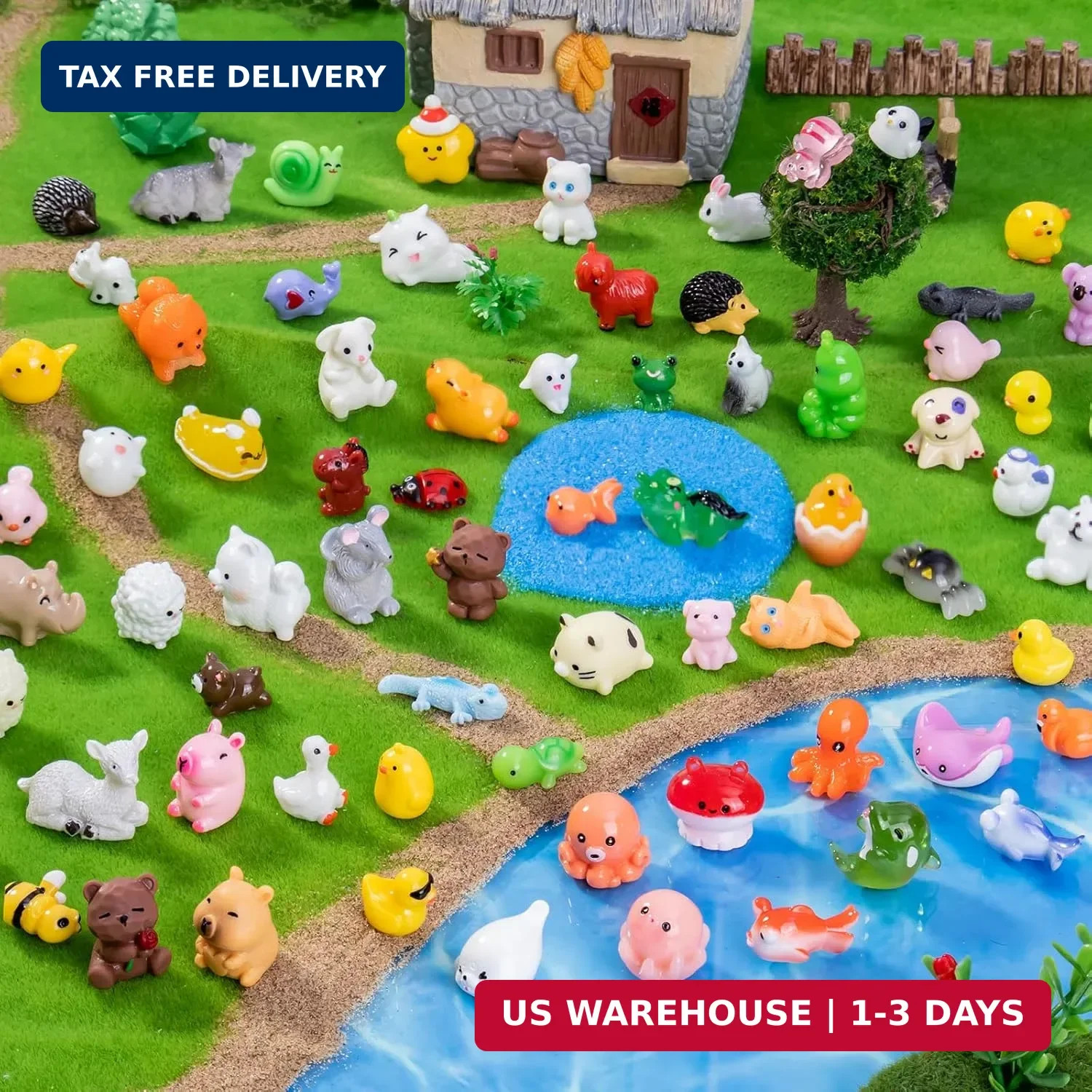 72pcs Mini Resin Animals 72 Styles Variety Tiny Animals Figures Miniature Little