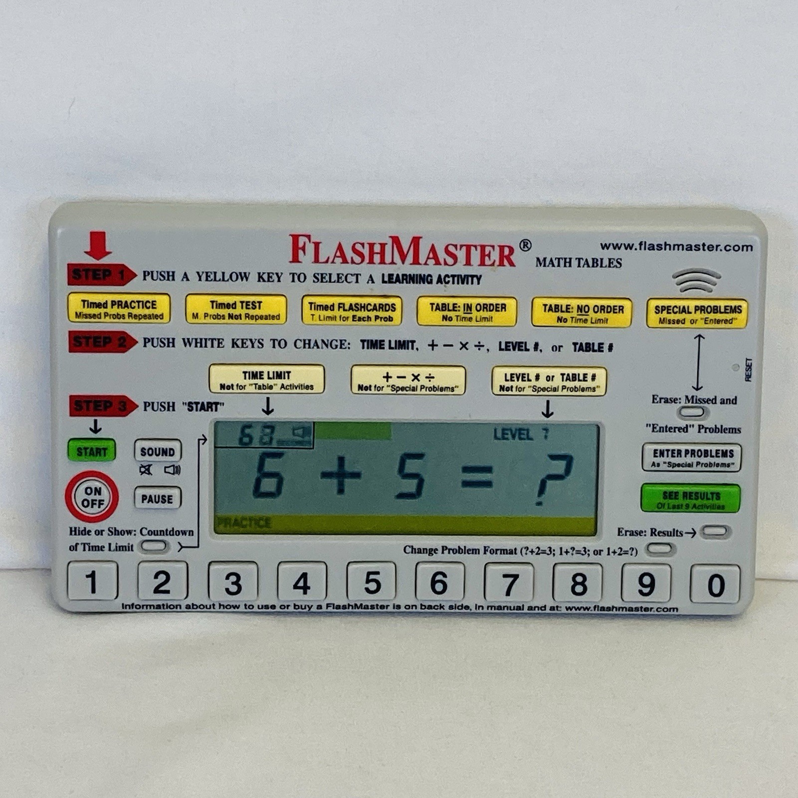 FlashMaster MT1A Electronic Learning Tool Math Tables With Instruction Manual